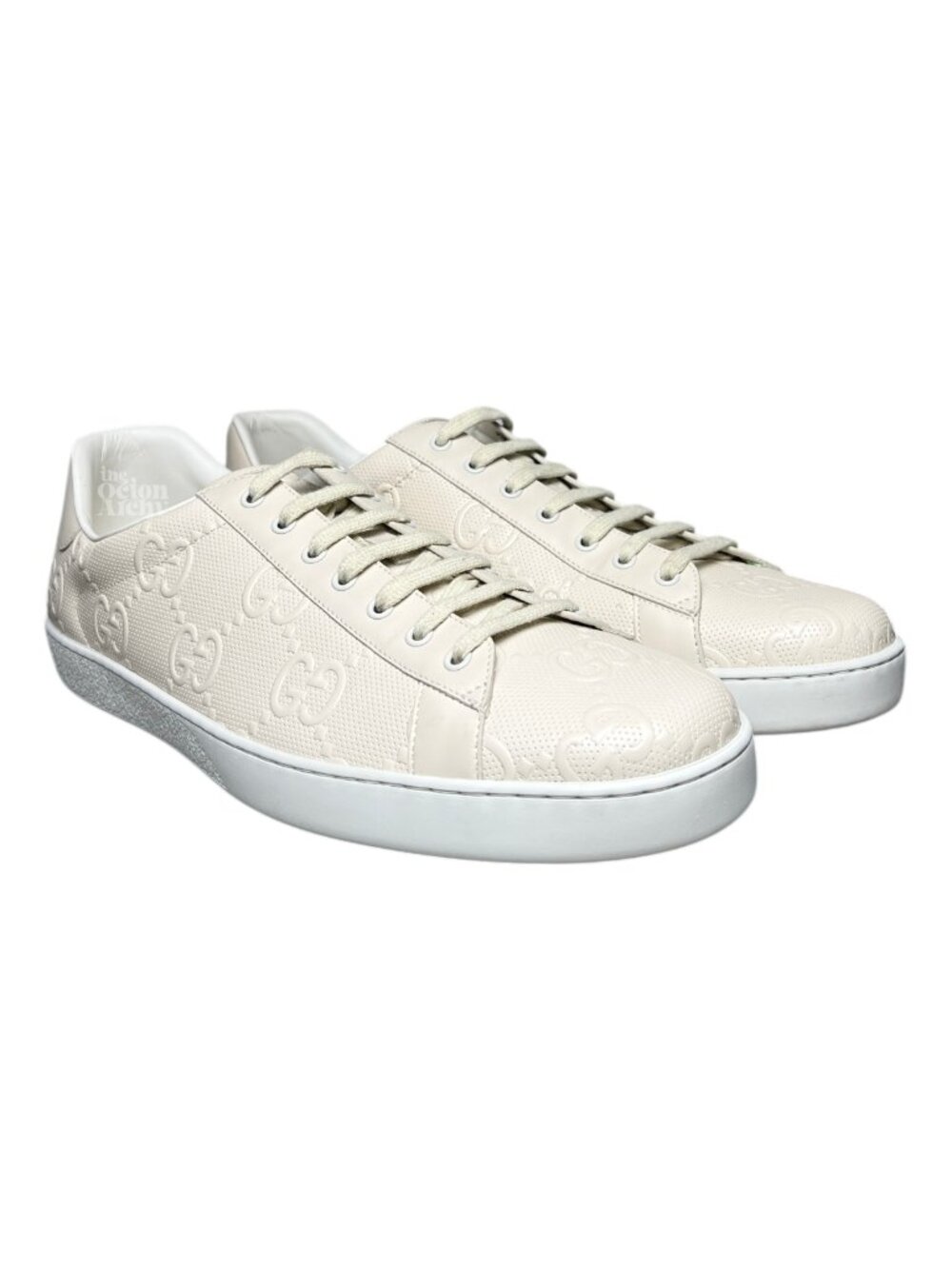 Men Size 17 US Gucci Ace 'GG Embossed - Cream/White' 625787 1XK10 9022 Pre-Owned